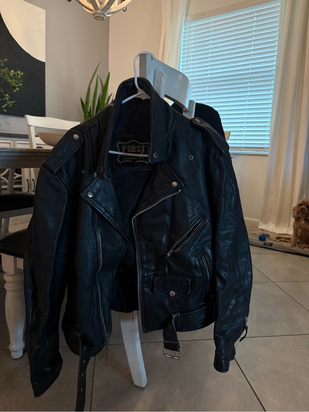 Classic Black Leather Biker Jacket - First